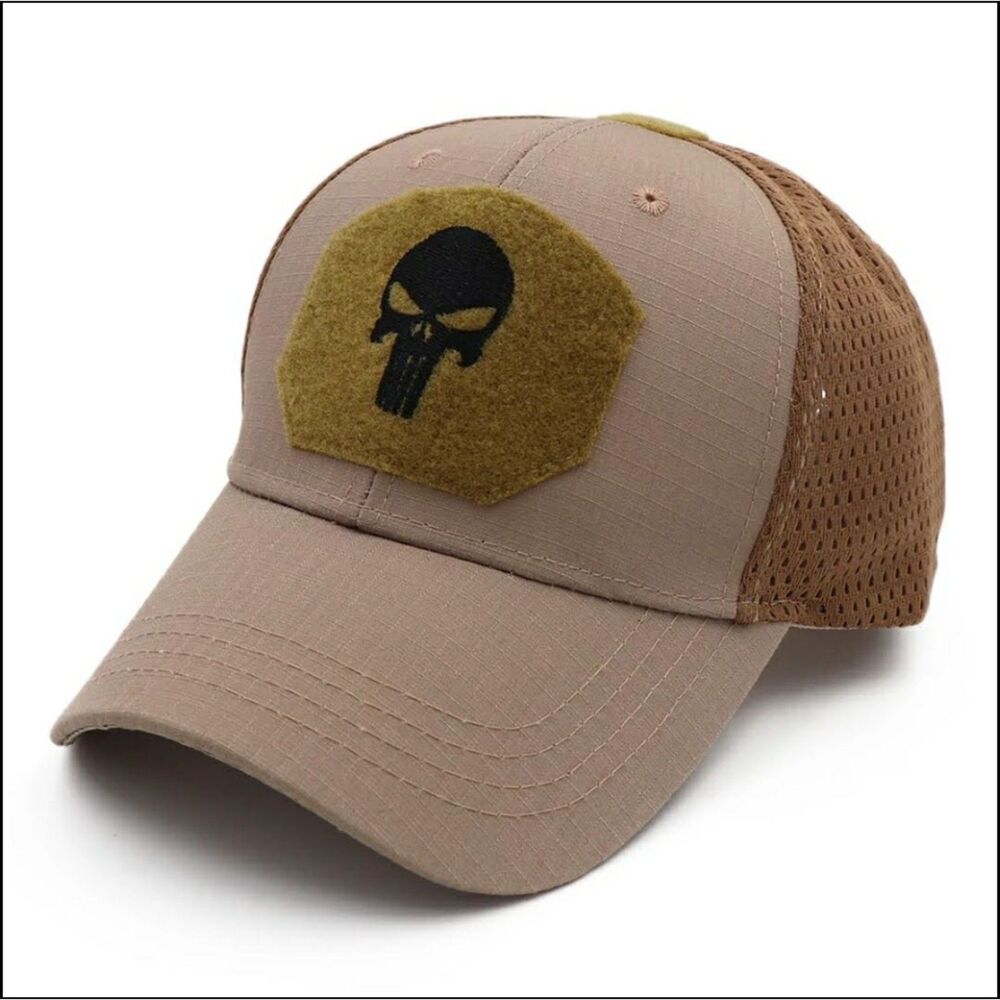 New Punisher Hat Strapback Tactical Molle Patch Desert Sand Camo